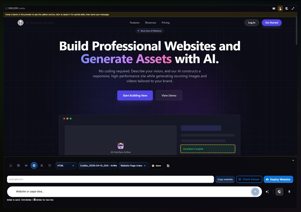 Codibu website builder workspace