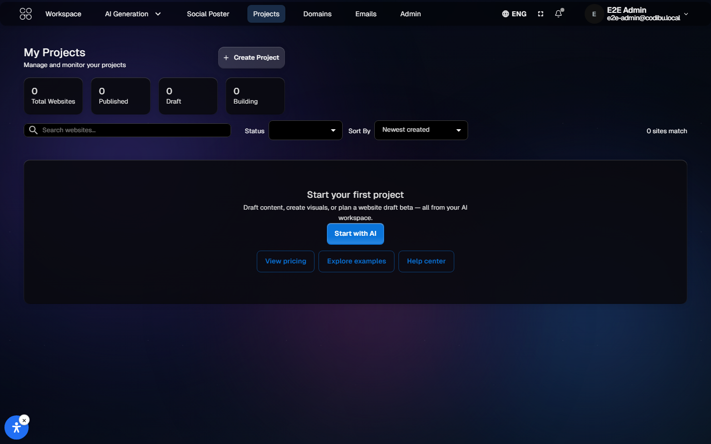 Codibu app mode draft workspace with prompt and generated screens
